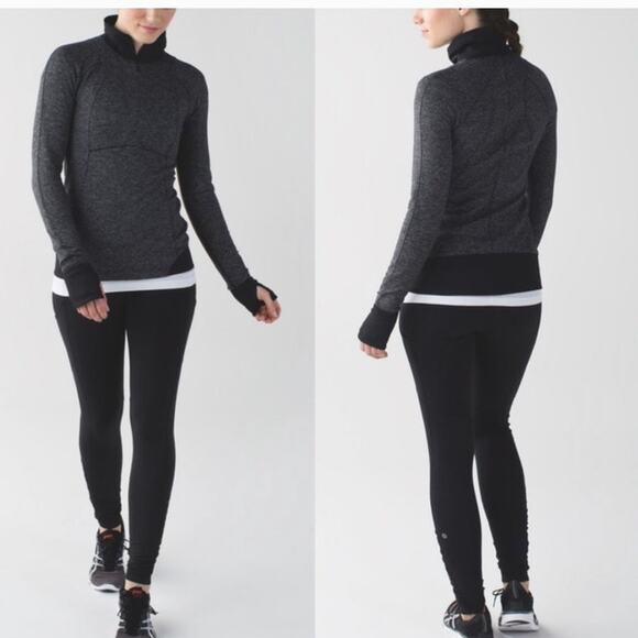 Lululemon Runderful 1/2 Zip Mini Check Pique Black Heathered Black / Black - Picture 2 of 11